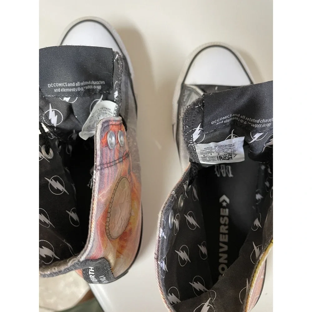 Converse DC Comics Flash High Top Sneakers Mens 6 Womens 8 Graphic - Picture 7 of 9